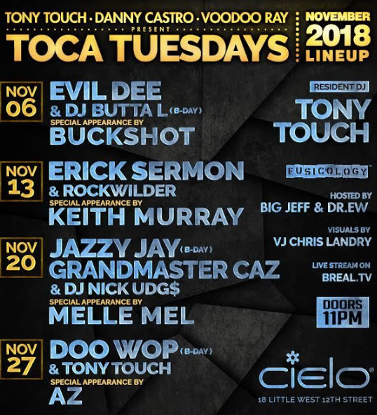 Toca Tuesday w/ Dj Nick Udg$ , Jazzy Jay , Grandmaster Caz , Melle Mel